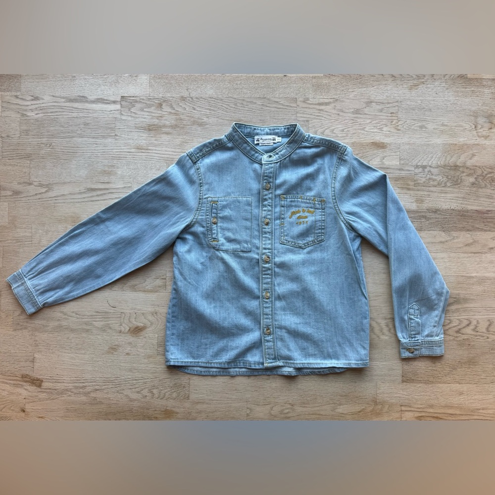 Bonpoint Light Wash Denim Shirt Size 10A Kids Unisex